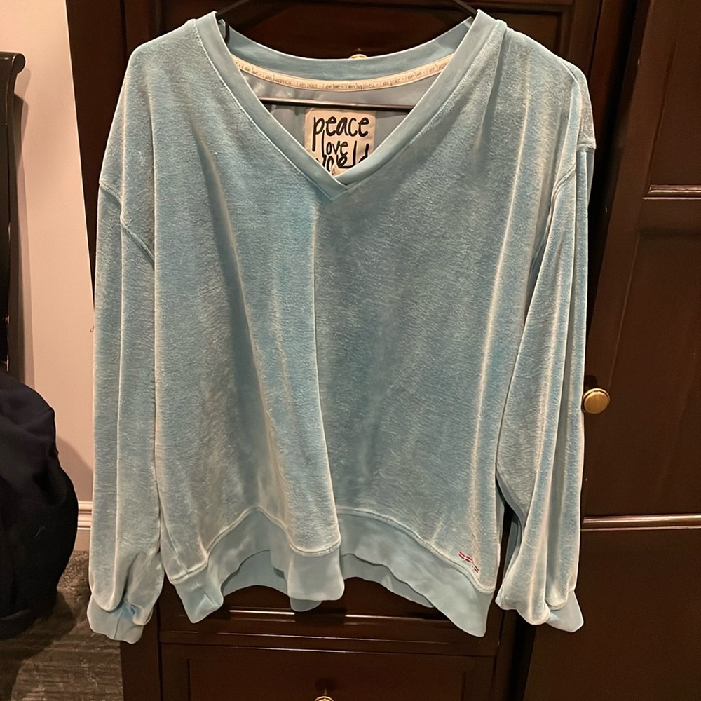 Peace Love World Velvet Sweatshirt Sweater